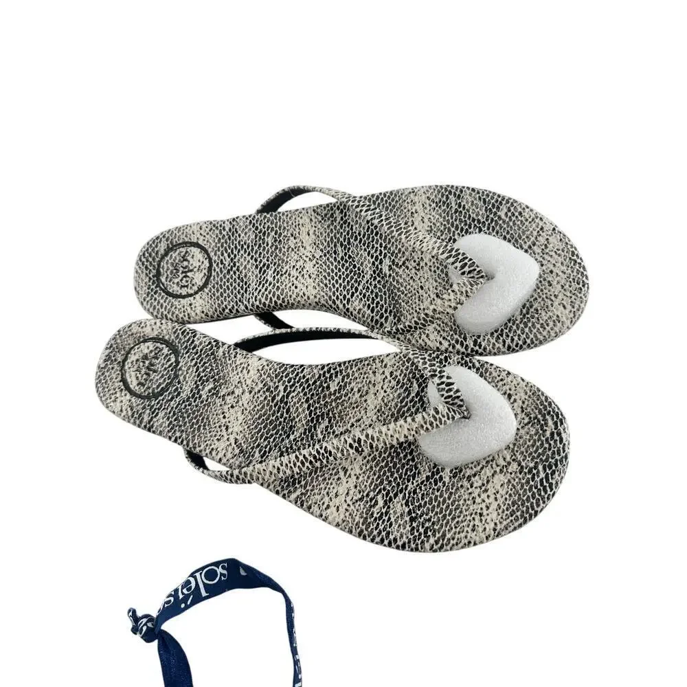 Solei Sea Women's Python Gray Flip Flop Sandals Size 7
